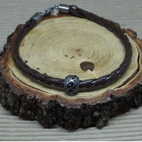 Leather Bracelet with Stainless steel charm