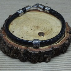 Leather Bracelet with Stainless steel charm