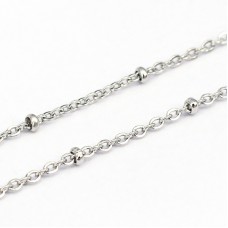 1.5mm Oval with balls Stainless Steel Bracelet 15cm 