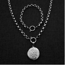 7mm Rolo Stainless Steel round locket Set with 50cm Necklace & Bracelet 7mm Rolo Stainless Steel round locket Set with 50cm Necklace & Bracelet