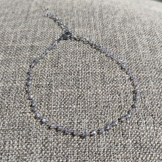 Stainless Steel Ankle Chain with grey glass beads 