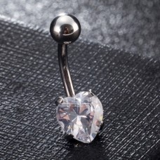 Stainless Steel Body Piercing Jewerllery -  Clear Heart 
