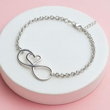 Stainless Steel Rolo bracelet with Infinite Heart