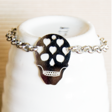 Stainless Steel Skull Bracelet SILVER 6mm Stainless Steel Skull Bracelet SILVER 6mm