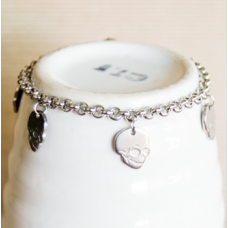 Stainless Steel Skull Bracelet SILVER 3mm Stainless Steel Skull Bracelet SILVER 3mm