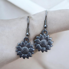 17mm Stainless Steel Dangle Earrings - Sunflowers