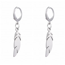 Stainless Steel Feather Dangle Earrings