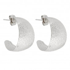 21mm Stainless Steel Textured Hoop Earrings
