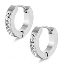 Stainless Steel Cubic Pave Huggie Earrings