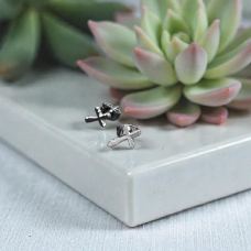 10mm Stainless Steel Stud Earrings - Cross