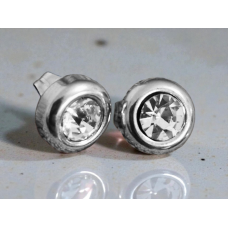 8mm Stainless Steel Stud Earrings - Clear