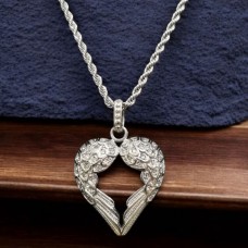 2mm Stainless Steal twist chain with winged heart pendant 