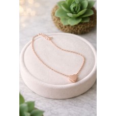 2mm Rose Gold Stainless Steel Oval Necklace with Heart pendant