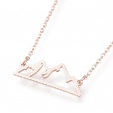 2mm Rose Gold Stainless Steel Necklace with Mountain pendant 50cm