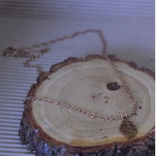 2mm Rose Gold Stainless Steel Oval Necklace with Fetaher pendant