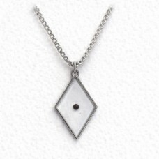 Silver Stainless Steel Pendant - Diamond Resin with Mustard Seed