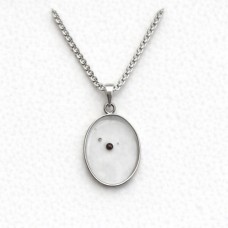 Silver Stainless Steel Pendant - Oval Resin with Mustard Seed