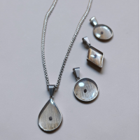 Silver Stainless Steel Pendant - Diamond Resin with Mustard Seed Silver Stainless Steel Pendant - Diamond Resin with Mustard Seed