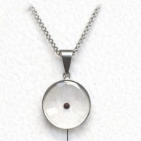 Silver Stainless Steel Pendant - Round Resin with Mustard Seed Silver Stainless Steel Pendant - Round Resin with Mustard Seed