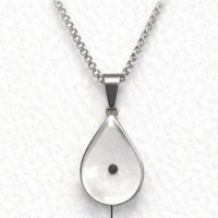 Silver Stainless Steel Pendant - Teardrop Resin with Mustard Seed Silver Stainless Steel Pendant - Teardrop Resin with Mustard Seed