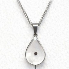 Silver Stainless Steel Pendant - Teardrop Resin with Mustard Seed