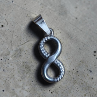 Silver Stainless Steel Pendant - Textured Infinity 