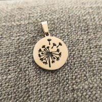 Rose Gold Stainless Steel Pendant - Round disc with Dandelion detail Rose Gold Stainless Steel Pendant - Round disc with Dandelion detail