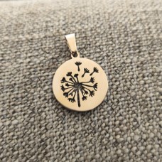 Rose Gold Stainless Steel Pendant - Round disc with Dandelion detail 
