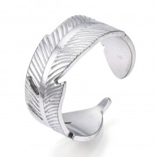 Stainless Steel Adjustable Ring - Feather