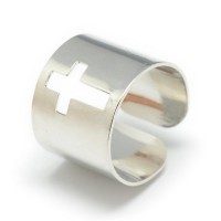 Stainless Steel Adjustable Ring - Cross