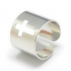 Stainless Steel Adjustable Ring - Cross