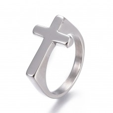 Stainless Steel Cross Ring Size 8