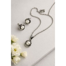 2mm Oval Stainless Steel Love knot Pearl set