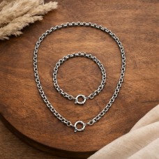 7mm Rolo Stainless Steel Set with 45cm Necklace & Bracelet 7mm Rolo Stainless Steel Set with 45cm Necklace & Bracelet