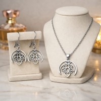 2mm Oval Stainless Steel Moon with Flower set