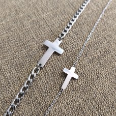 Stainless Steel Cross couples bracelet set