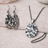 2mm Rolo Stainless Steel Textured Oval 2pc Set