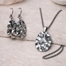 2mm Rolo Stainless Steel Textured Oval 2pc Set