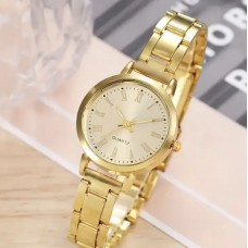 Fashion Ladies Watch - Gold Alloy watch with Roman Numerals