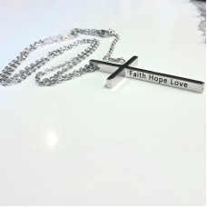 Engraved Cross Stainless Steel Necklace