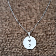 Stainless Steel 2mm oval chain with engraved round pendant 